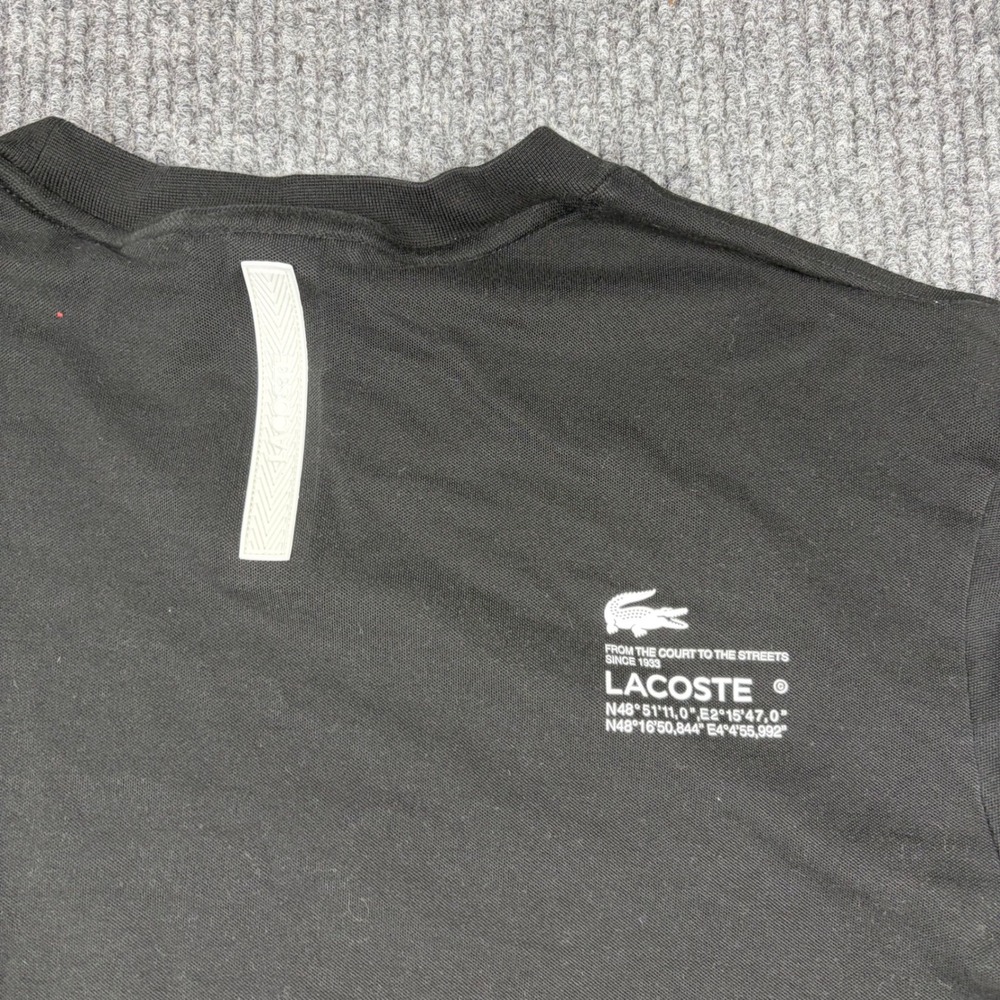 Lacoste Shirt Mens XL  Regular Fit Graphic BlackTH2041 From Court To Streets - Picture 5 of 7